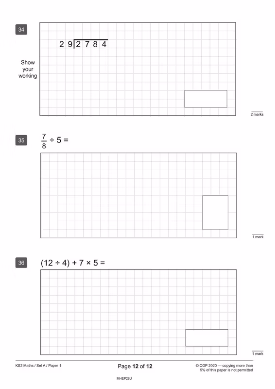 Sample of KS2 Maths SATs Practice Papers 5 Pack Bundle Year 6 CGP with Answers NEW ()