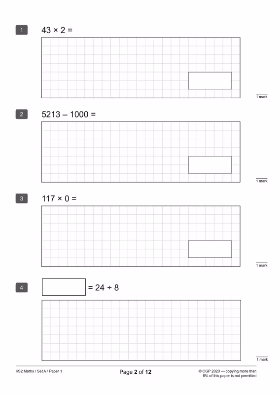 Sample of KS2 Maths SATs Practice Papers 5 Pack Bundle Year 6 CGP with Answers NEW ()