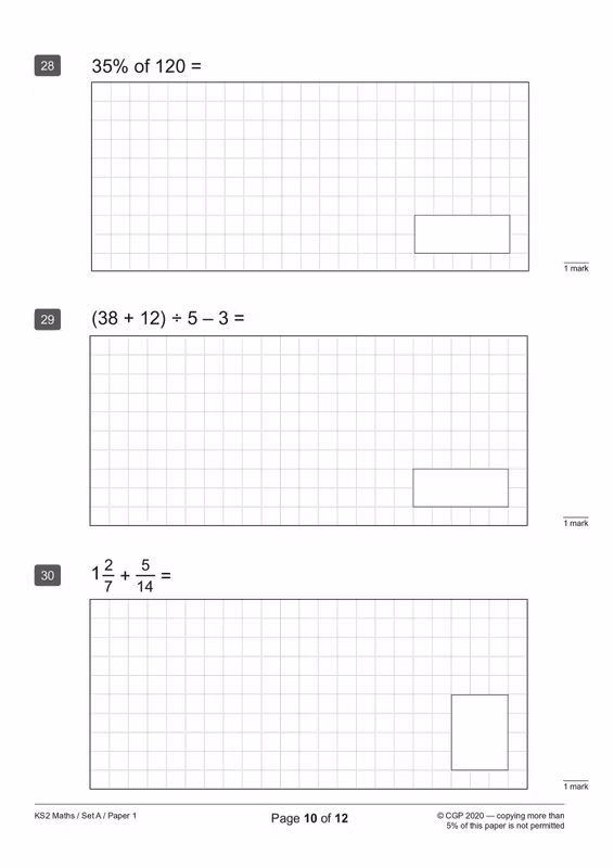 Sample of KS2 Maths & English SATS 2027 Practice Papers Y6 Ages 10-11 CGP with Answers ()