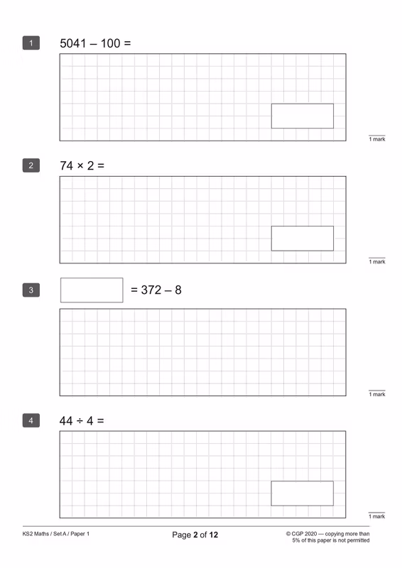 Sample of KS2 Maths SATs Practice Papers 5 Pack Bundle Year 6 CGP with Answers NEW ()