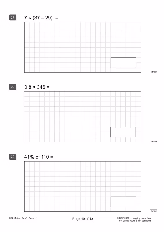 Sample of KS2 Maths SATs Practice Papers 5 Pack Bundle Year 6 CGP with Answers NEW ()