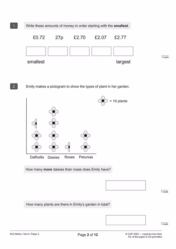 Sample of KS2 Maths SATs Practice Papers 5 Pack Bundle Year 6 CGP with Answers NEW ()