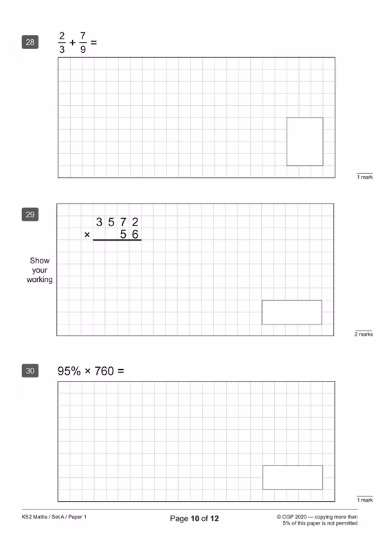 Sample of KS2 Maths SATs Practice Papers 5 Pack Bundle Year 6 CGP with Answers NEW ()