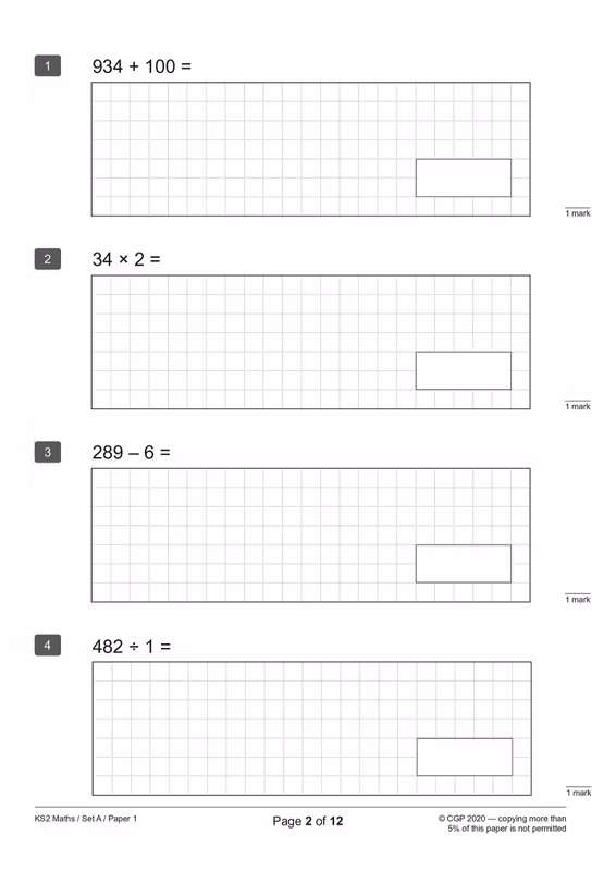 Sample of KS2 Maths SATs Practice Papers 5 Pack Bundle Year 6 CGP with Answers NEW ()