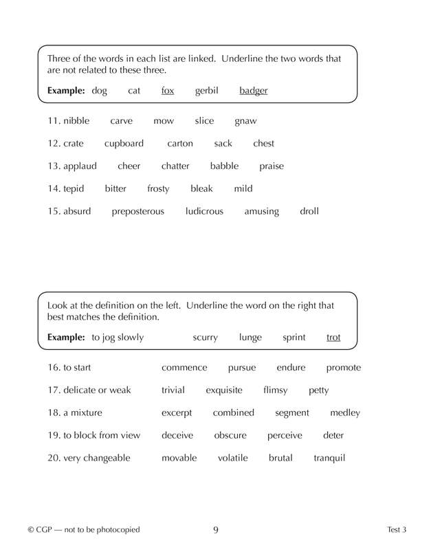 Sample of 11+ GL 10-Min Tests English Maths Reasoning Pack Ages 10-11 CGP with Answers NEW ()