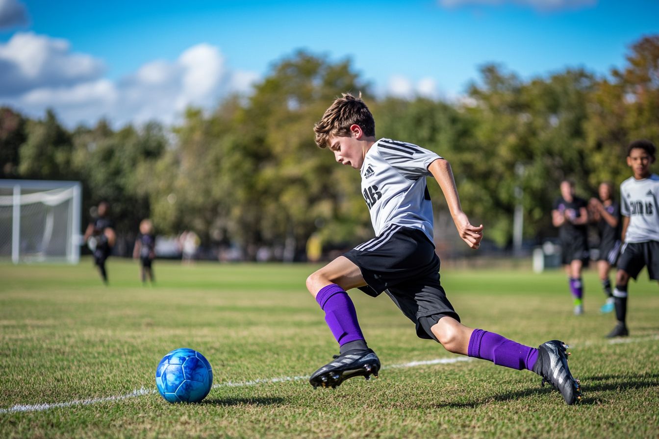 Kid playing football