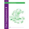 The front cover of a Year 1 and 2 reading comprehension workbook, featuring a cartoon frog in a suit