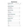 A contents page listing grammar, punctuation, spelling, writing and assessment tests with page numbers and tick boxes