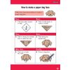 Step-by-step instructions with diagrams show how to fold a paper square into a dog face, then draw features