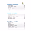 A contents page listing sections on winter themes, libraries, and balloons with page numbers for easy navigation