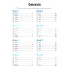 A Contents page listing eight weeks of daily practice, with tick boxes to record which tests have been attempted