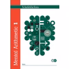 The front cover of Mental Arithmetic 1 features a brain graphic filled with maths symbols and the title in bold white text