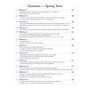 A contents page listing twelve weekly maths workouts covering fractions, decimals, geometry and algebra