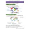 A teaching page explaining continents and biomes with two labelled world maps and a key
