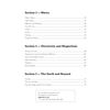 A contents page listing sections on waves, electricity, and the Earth, with page numbers for each topic