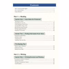 A contents page listing sections on reading and writing with page numbers for each topic
