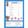 A contents page listing phonics sounds and word practice sections with page numbers, plus publisher details at the bottom