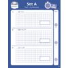 Three timed arithmetic questions on division, subtraction and decimals, with grid boxes for working out answers