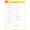 Fourteen numbered sentences with missing words for children to complete, focusing on correct spelling in context