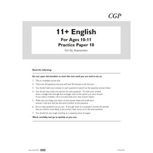 11+ GL English Practice Papers: Ages 10-11 - Pack 3 (with Parents' Guide & Online Edition) Look Inside Image 1