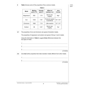 AQA GCSE Chemistry Practice Papers Higher Pack 1 (Ages 15-16) Look Inside Image 3