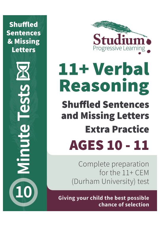 CEM 11+ Verbal Reasoning Shuffled Sentences & Missing Letters 10-Minute Tests (Ages 9-11)