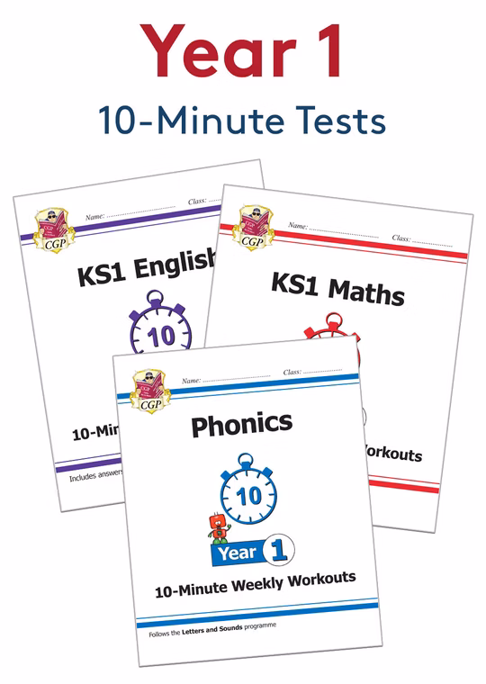 Year 1 English, Maths & Phonics 10-Minute Tests (Ages 5-6)