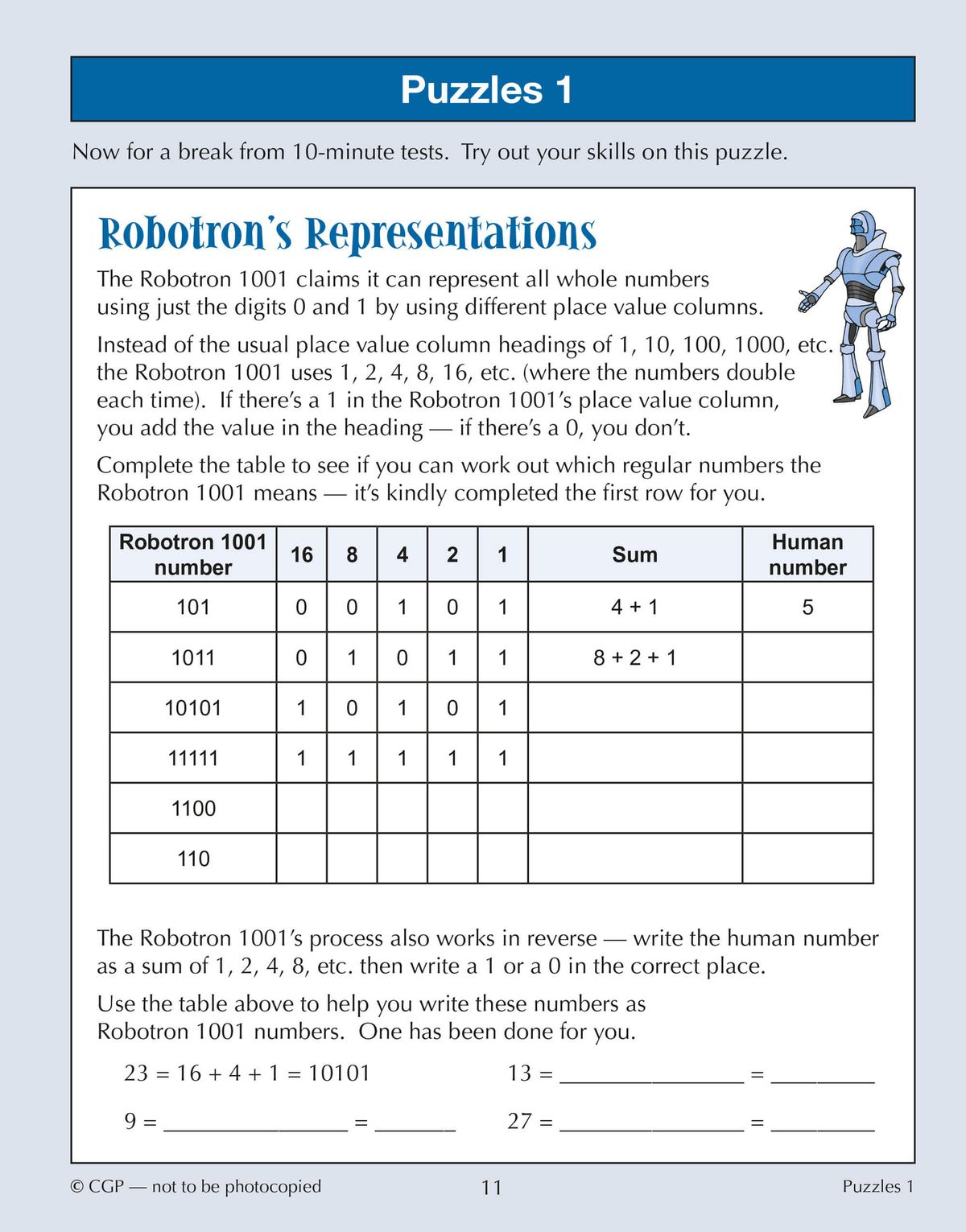 Sample test page showing maths word problems with multiple-choice and written-answer questions