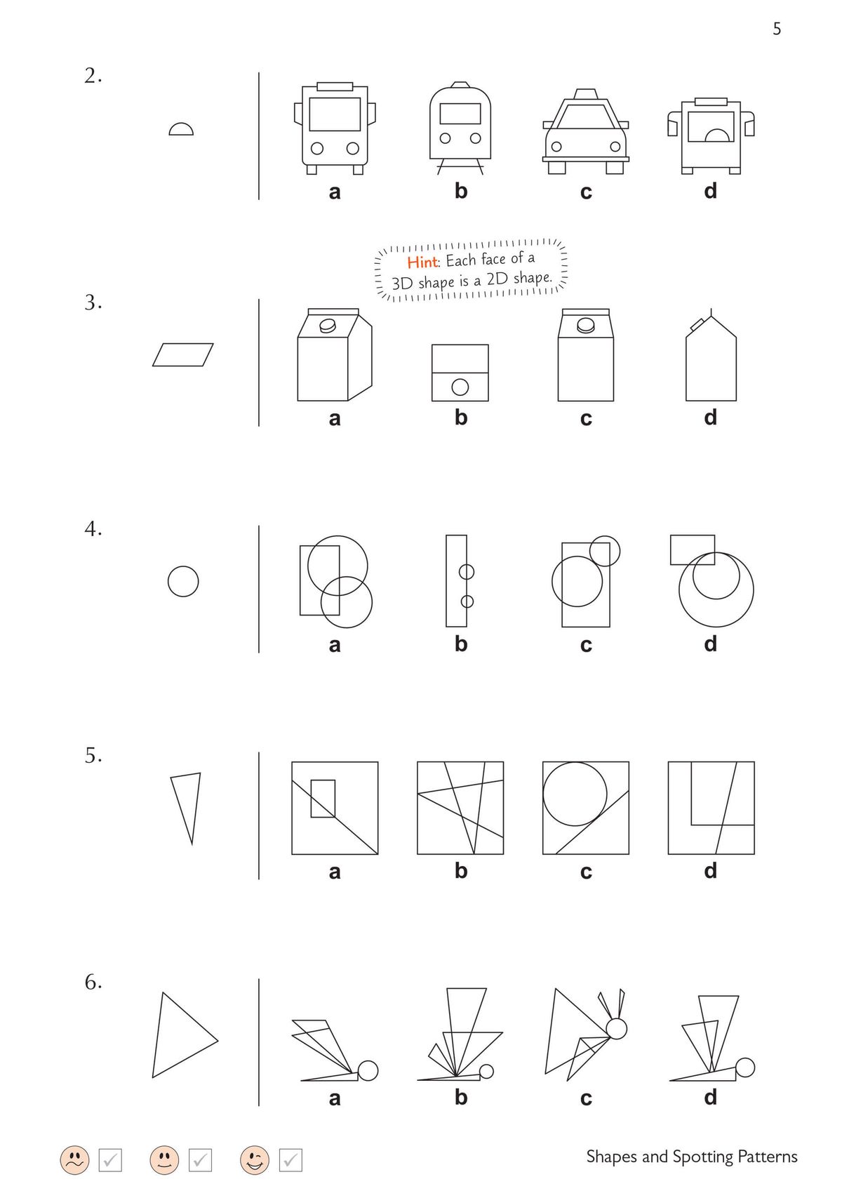 Further practice pages with matching shapes and more complex visual puzzles