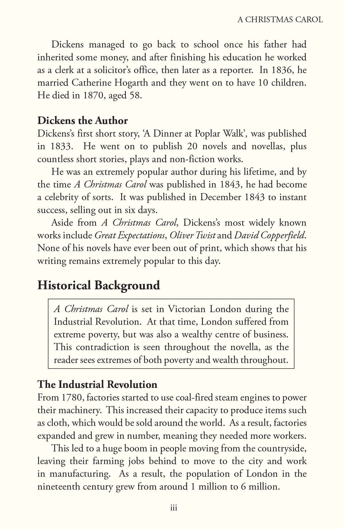 Historical Background section explaining Victorian London and the Industrial Revolution