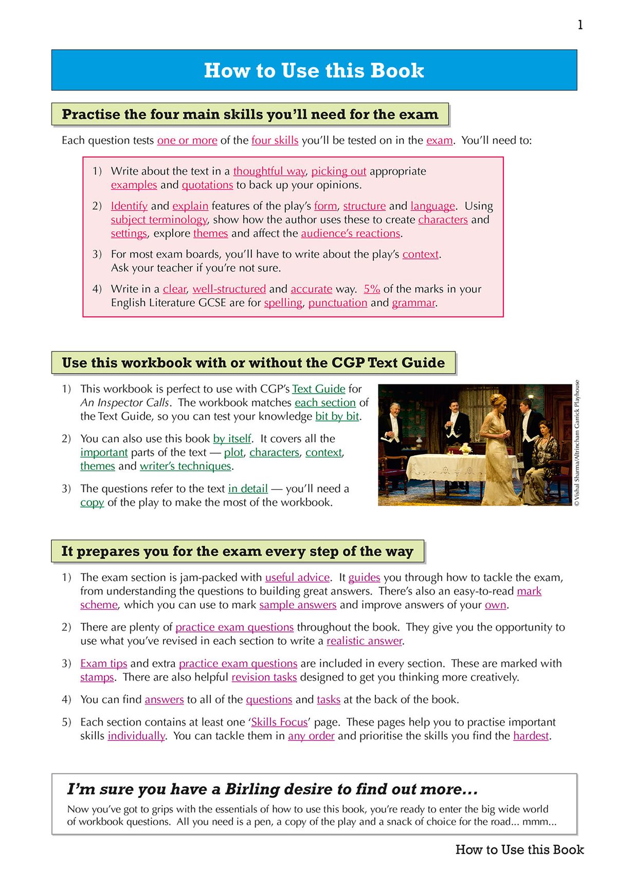 Introduction page explaining how to use the An Inspector Calls Workbook