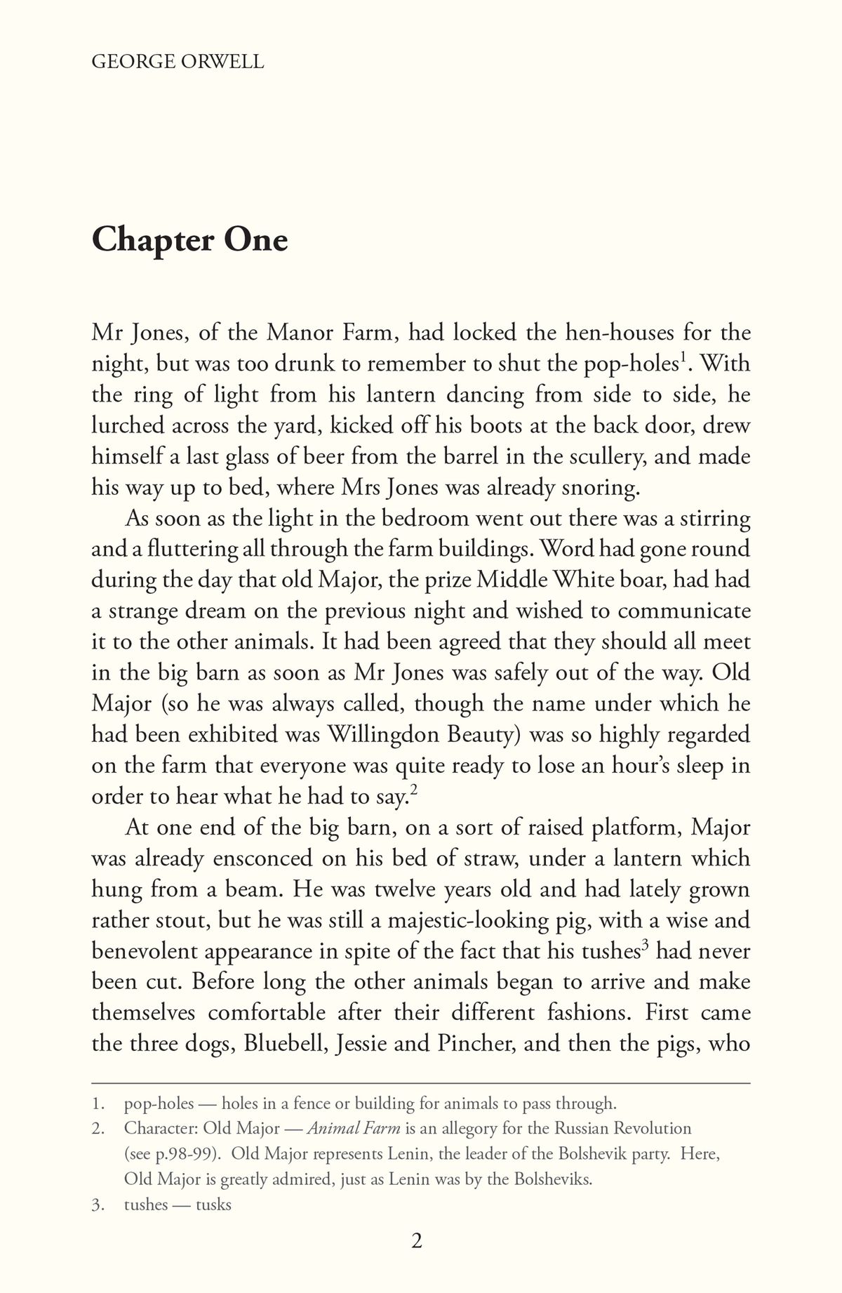 Sample page from Chapter One with annotated text and margin notes explaining literary techniques