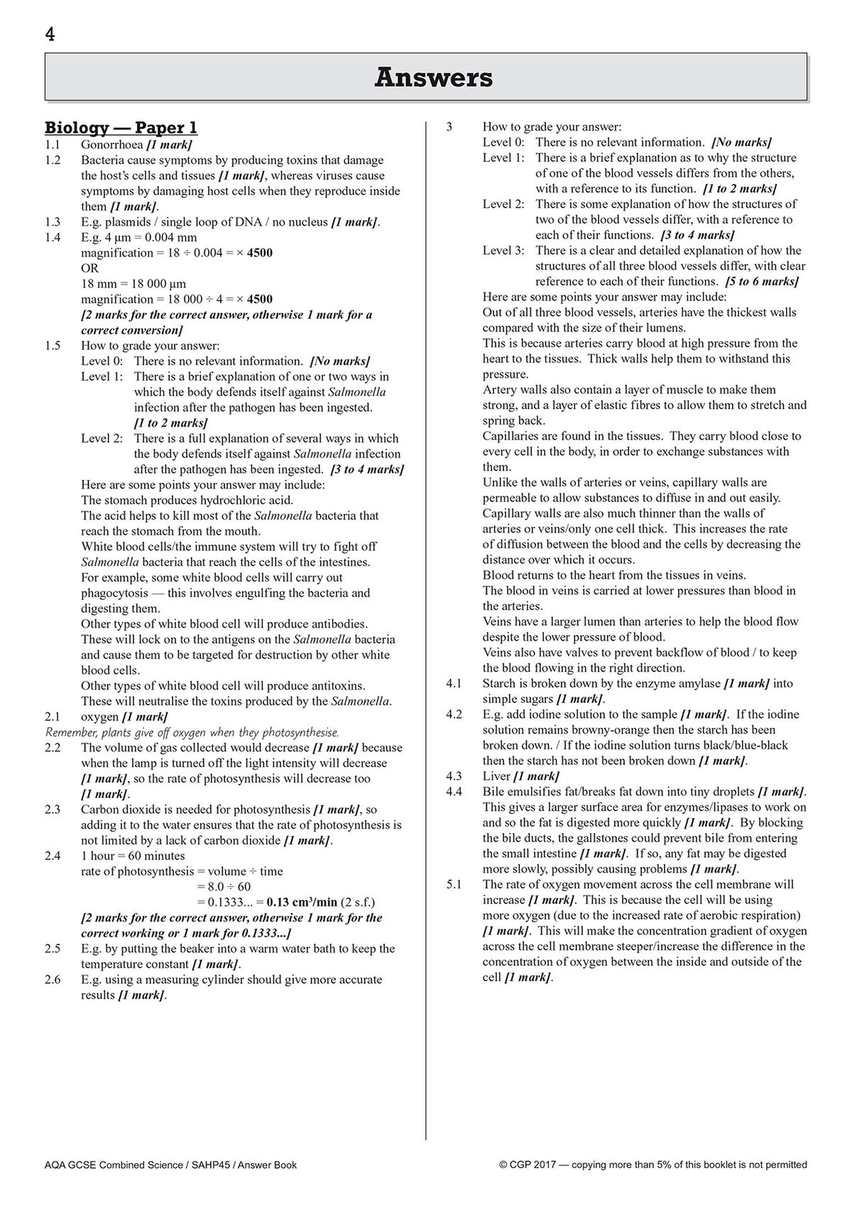 Sample question from AQA GCSE Combined Science practice paper showing a photosynthesis experiment diagram