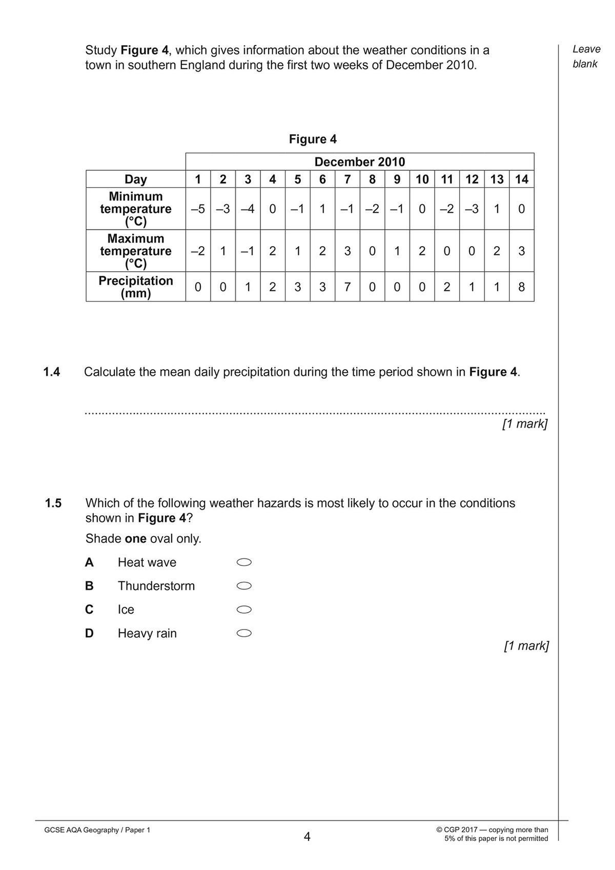 Sample page showing Arctic sea ice data graph and analysis question