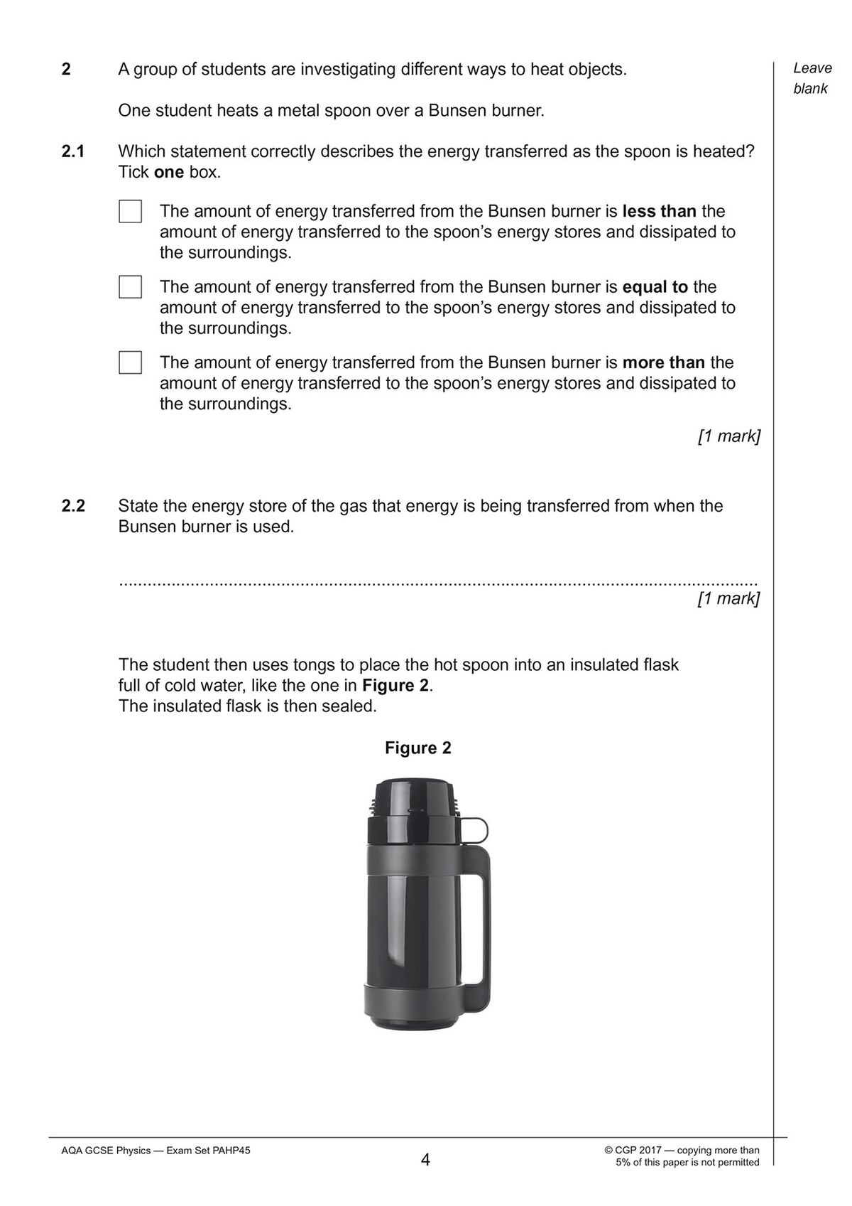 Inside page of AQA GCSE Physics practice paper featuring multi-part questions with space for answers