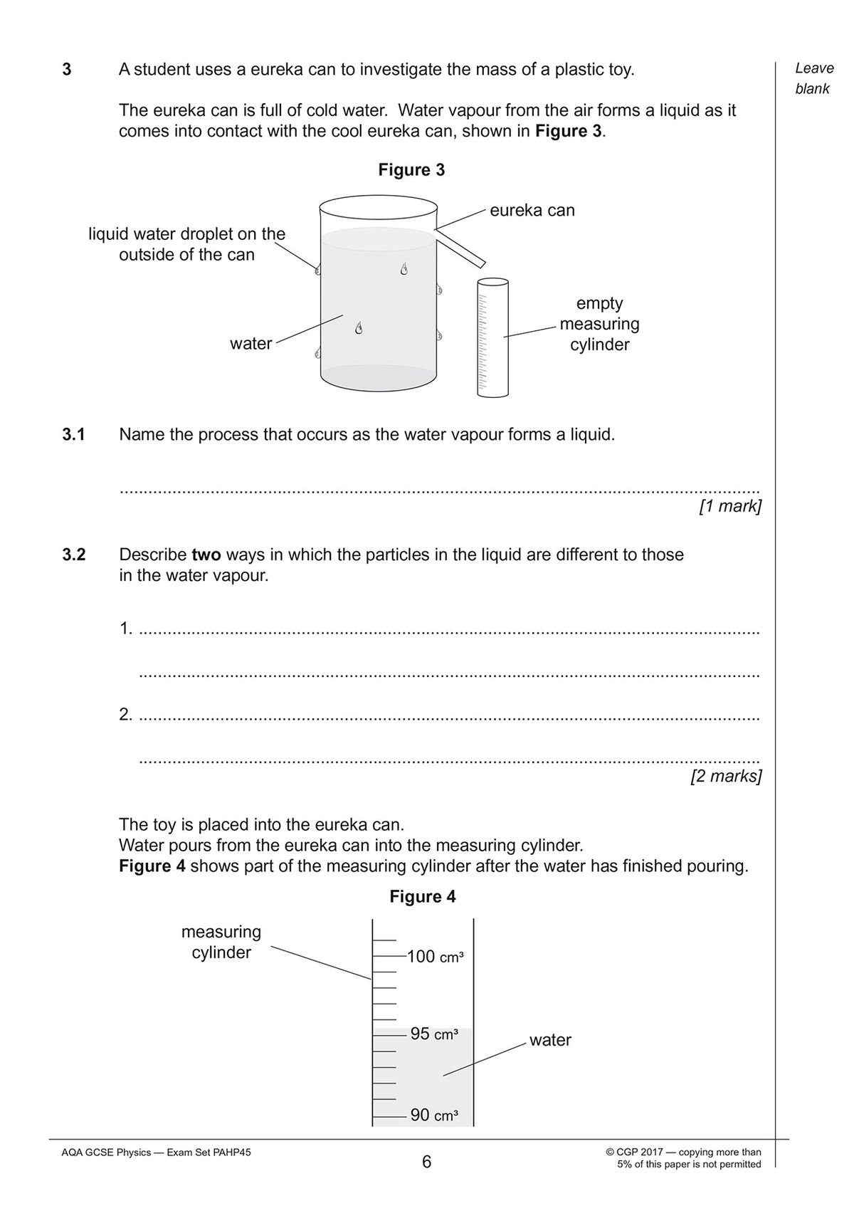 Sample page from AQA GCSE Physics practice paper showing exam-style questions with diagrams