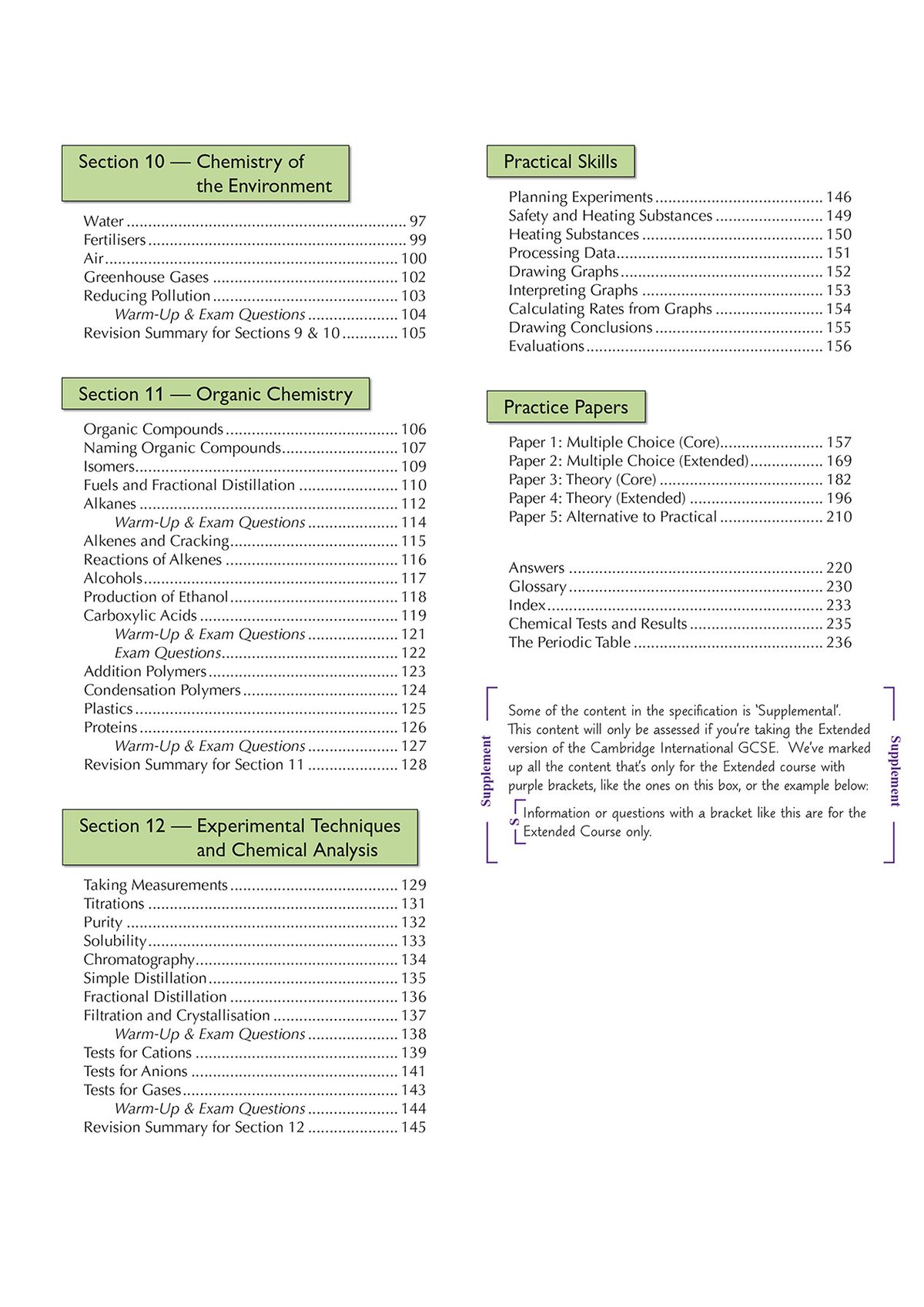 Contents page showing comprehensive topic coverage