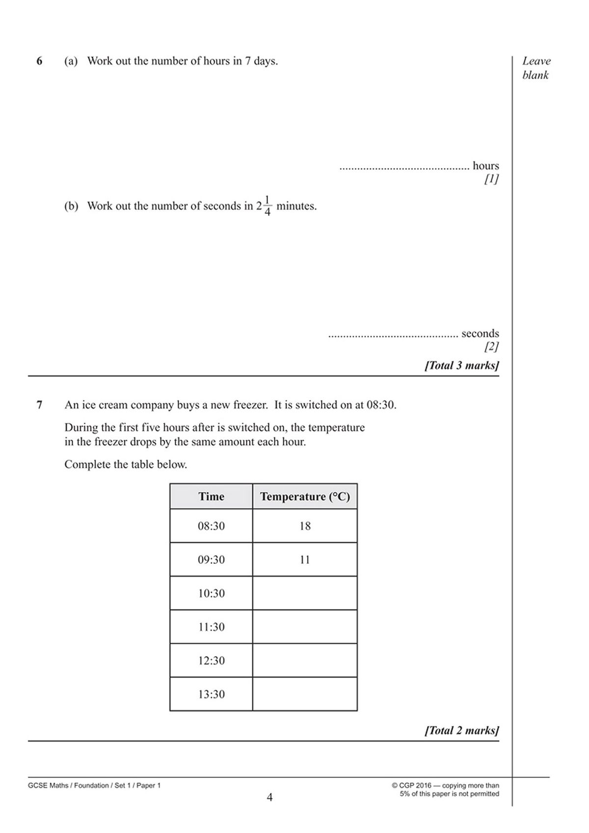 Sample page showing ratio and proportion questions with working space