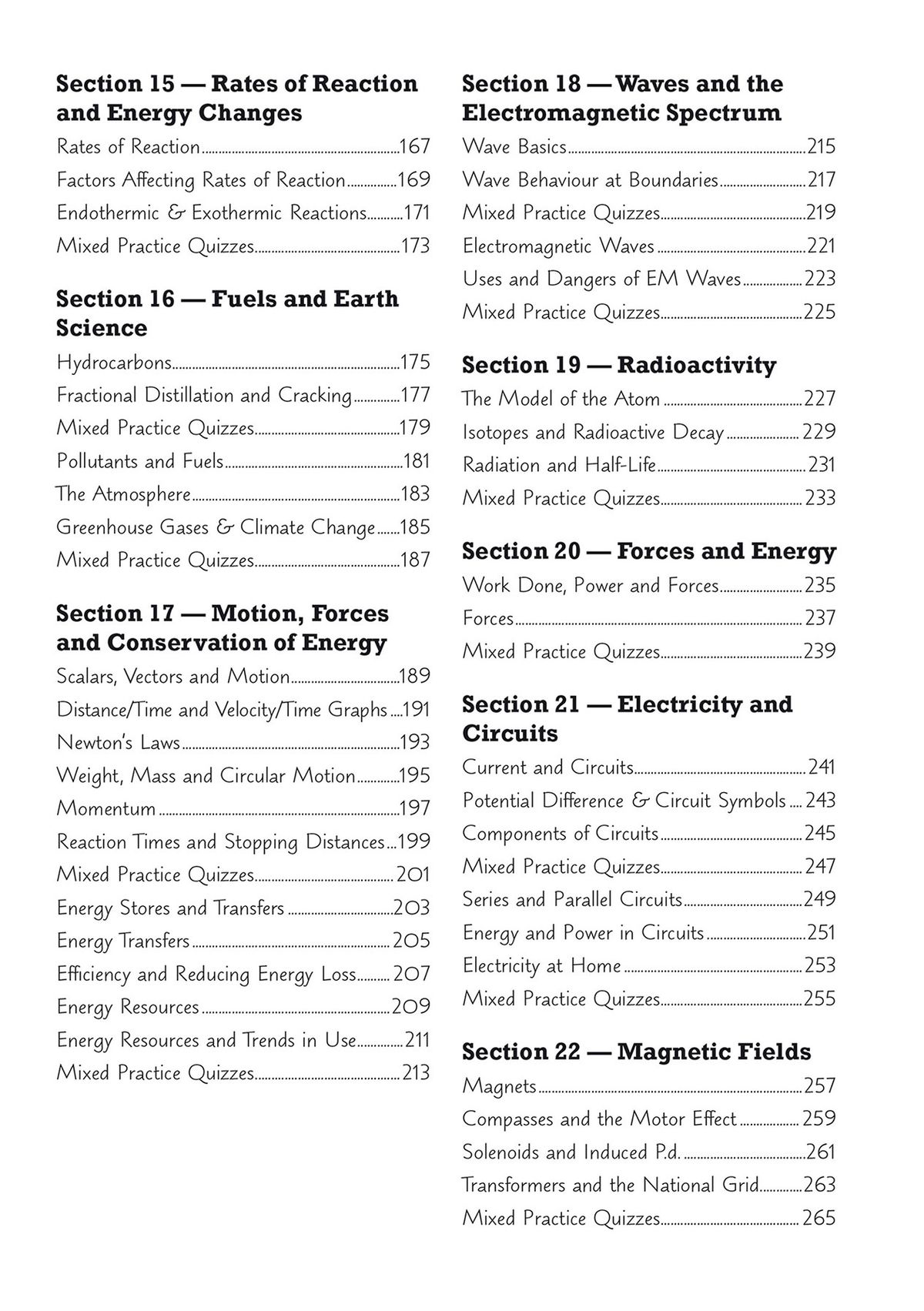 Inside pages showing two-level retrieval practice for GCSE Combined Science topics