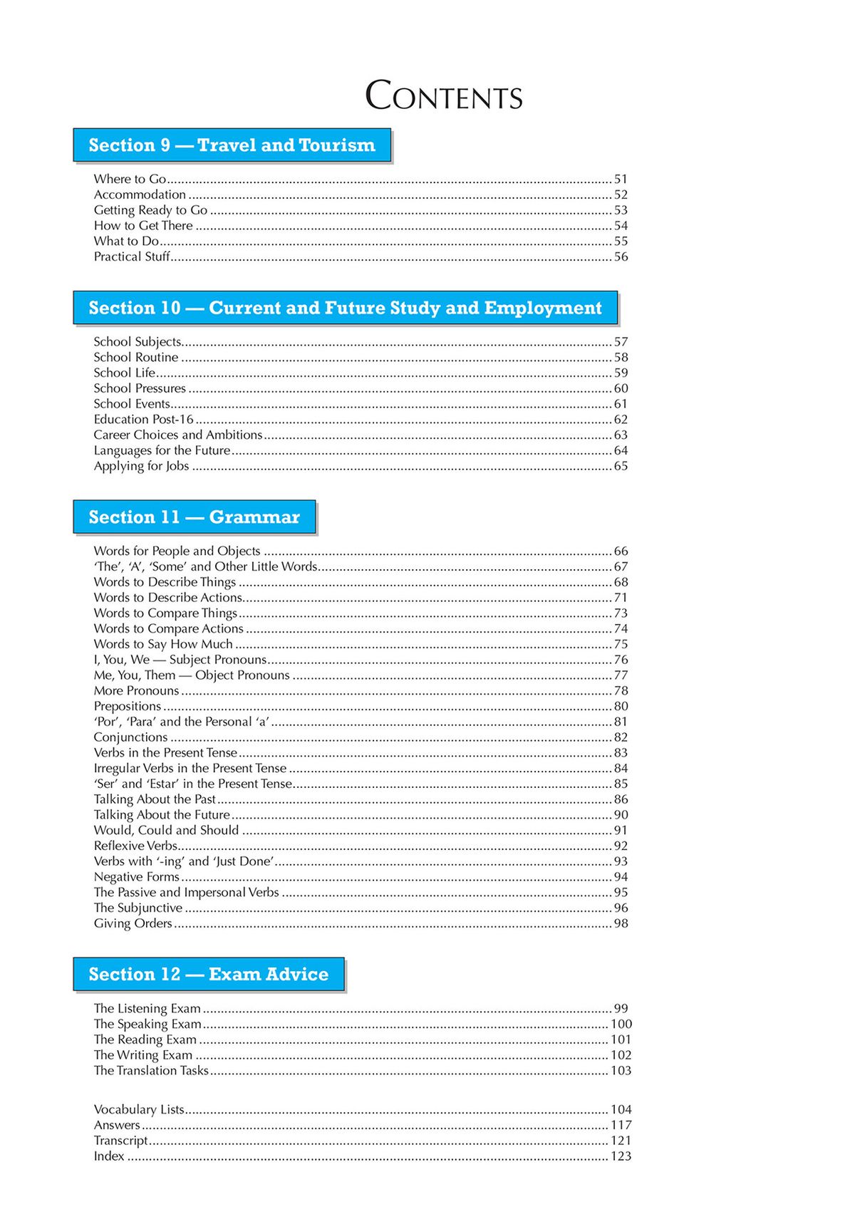 Sample exam-style practice questions from the GCSE Spanish revision guide