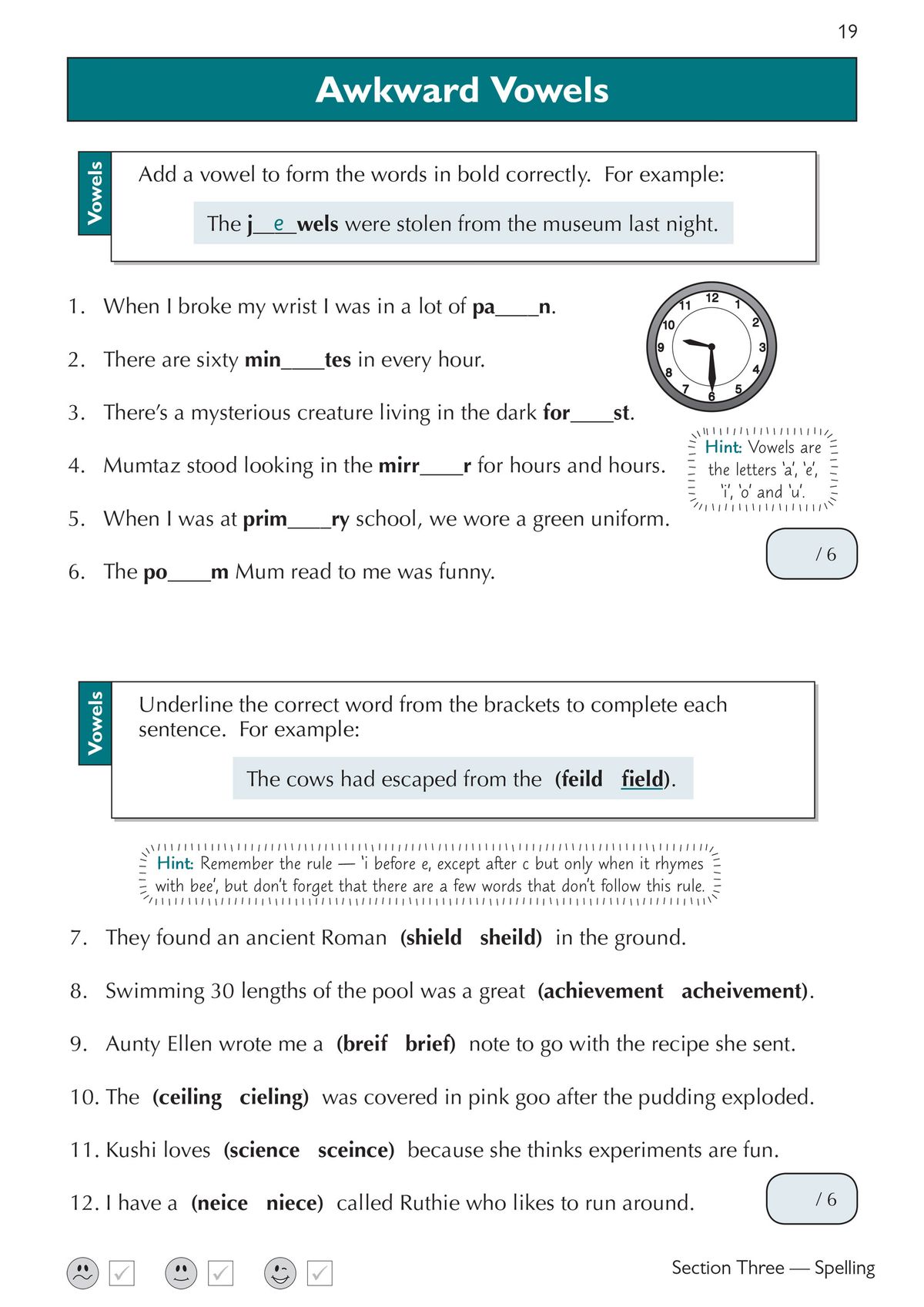 Sample page showing homophones exercises with multiple-choice questions