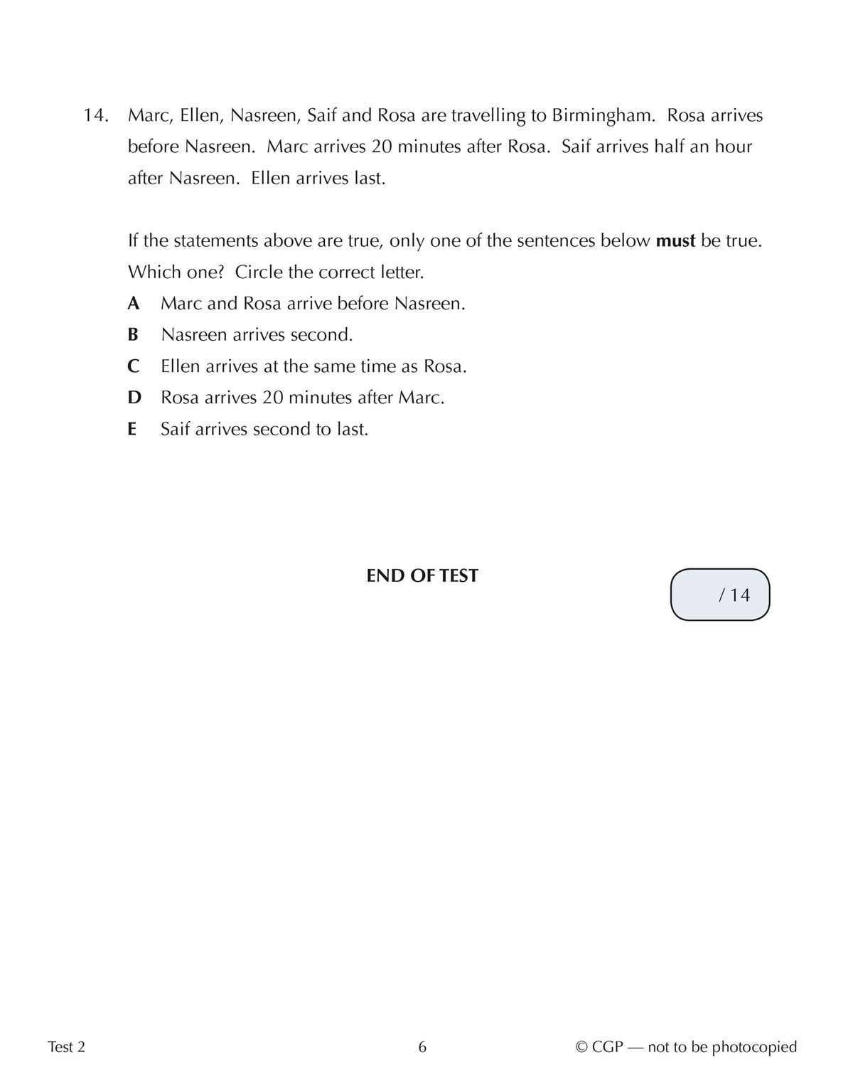 Sample test page showing sequence and coding questions from the GL 11+ workbook