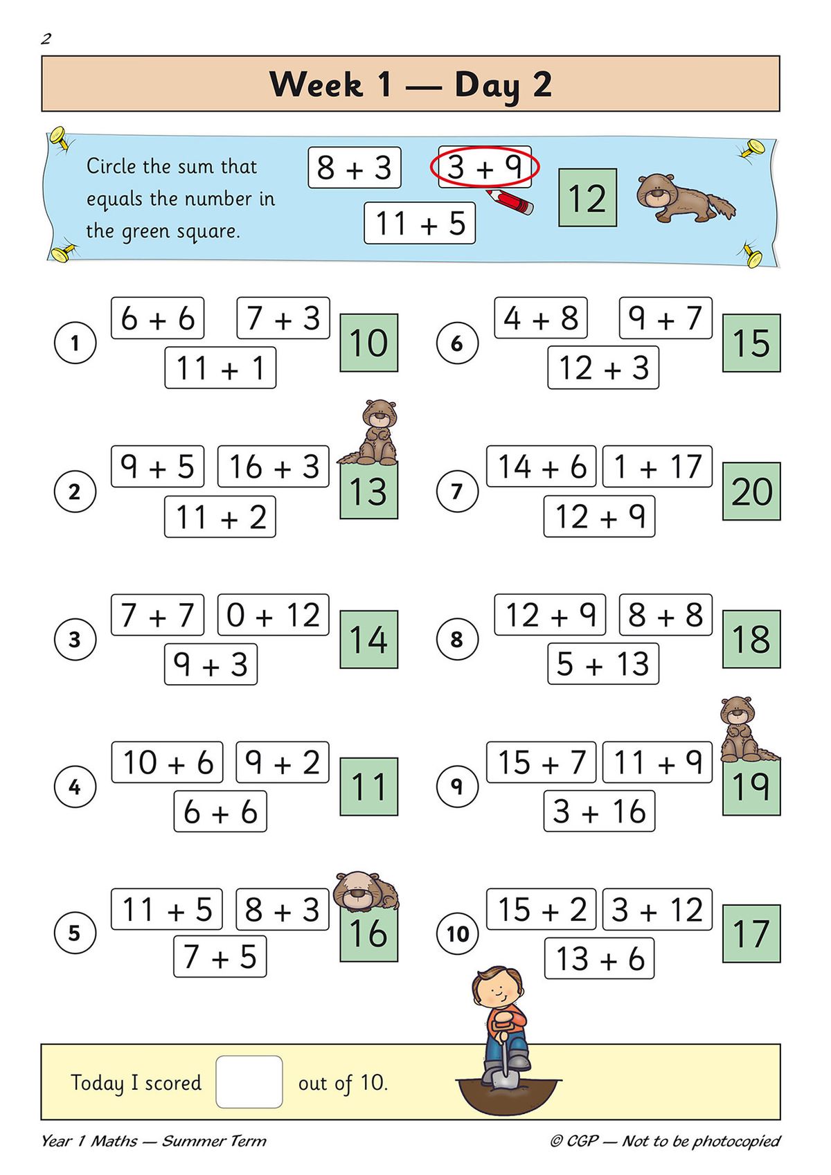 Weekly schedule showing checkbox layout for Days 1 to 5 across multiple weeks