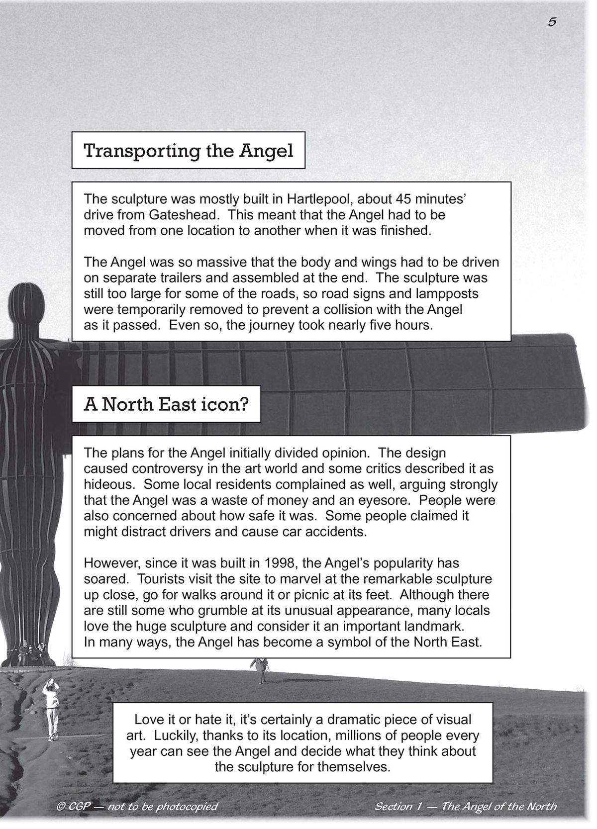 Sample non-fiction passage about transporting the Angel of the North sculpture