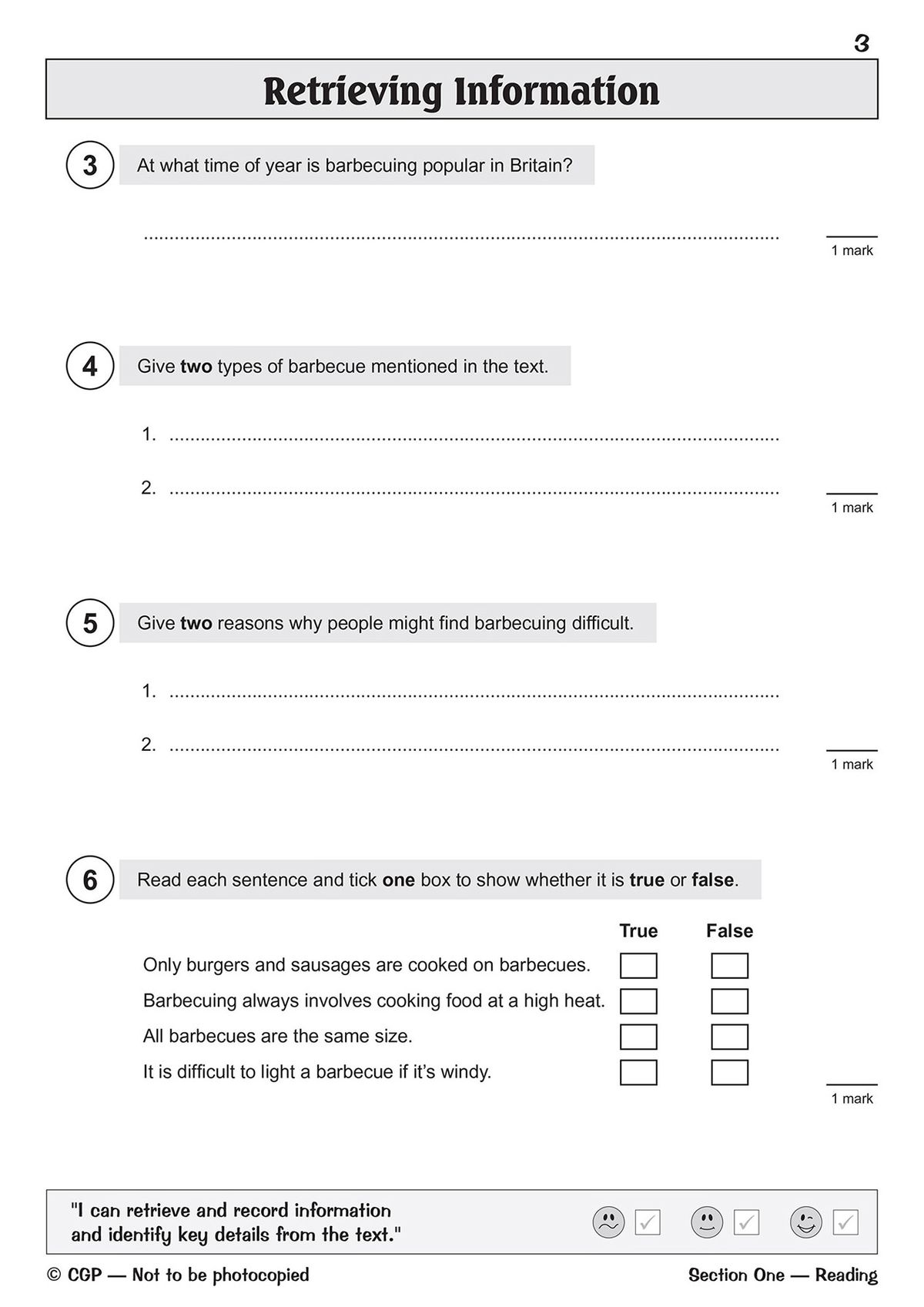 Sample page from the KS2 English SATS Question Book Stretch showing retrieval information questions