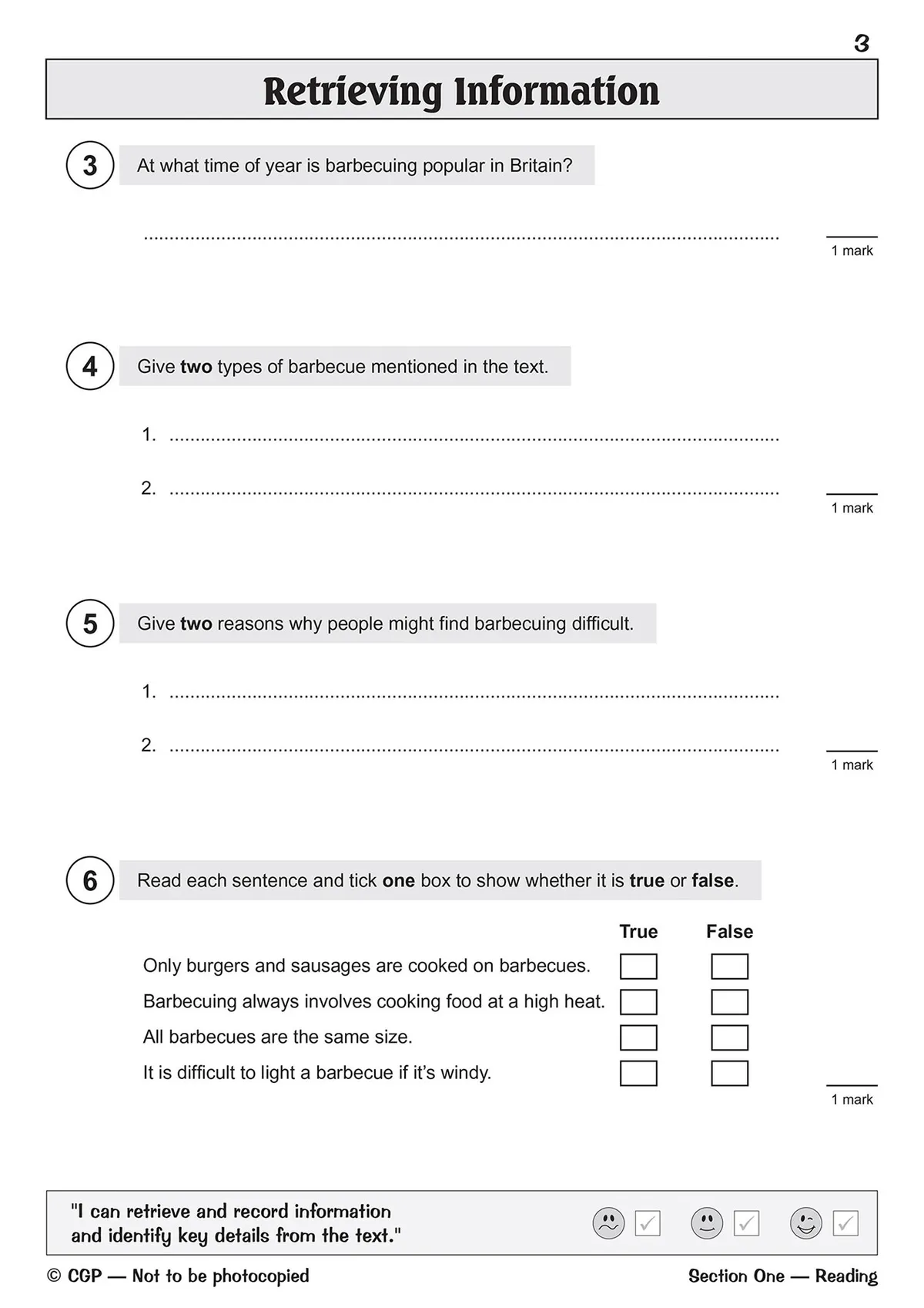 Sample page from the KS2 English SATS Question Book Stretch showing retrieval information questions