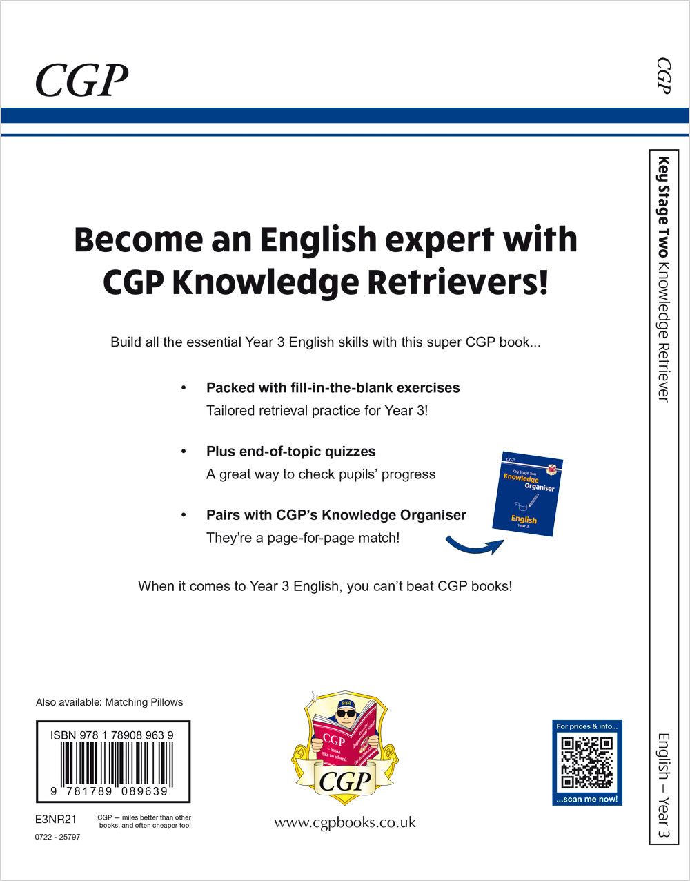 Back cover of the KS2 English Year 3 Knowledge Retriever showing key features