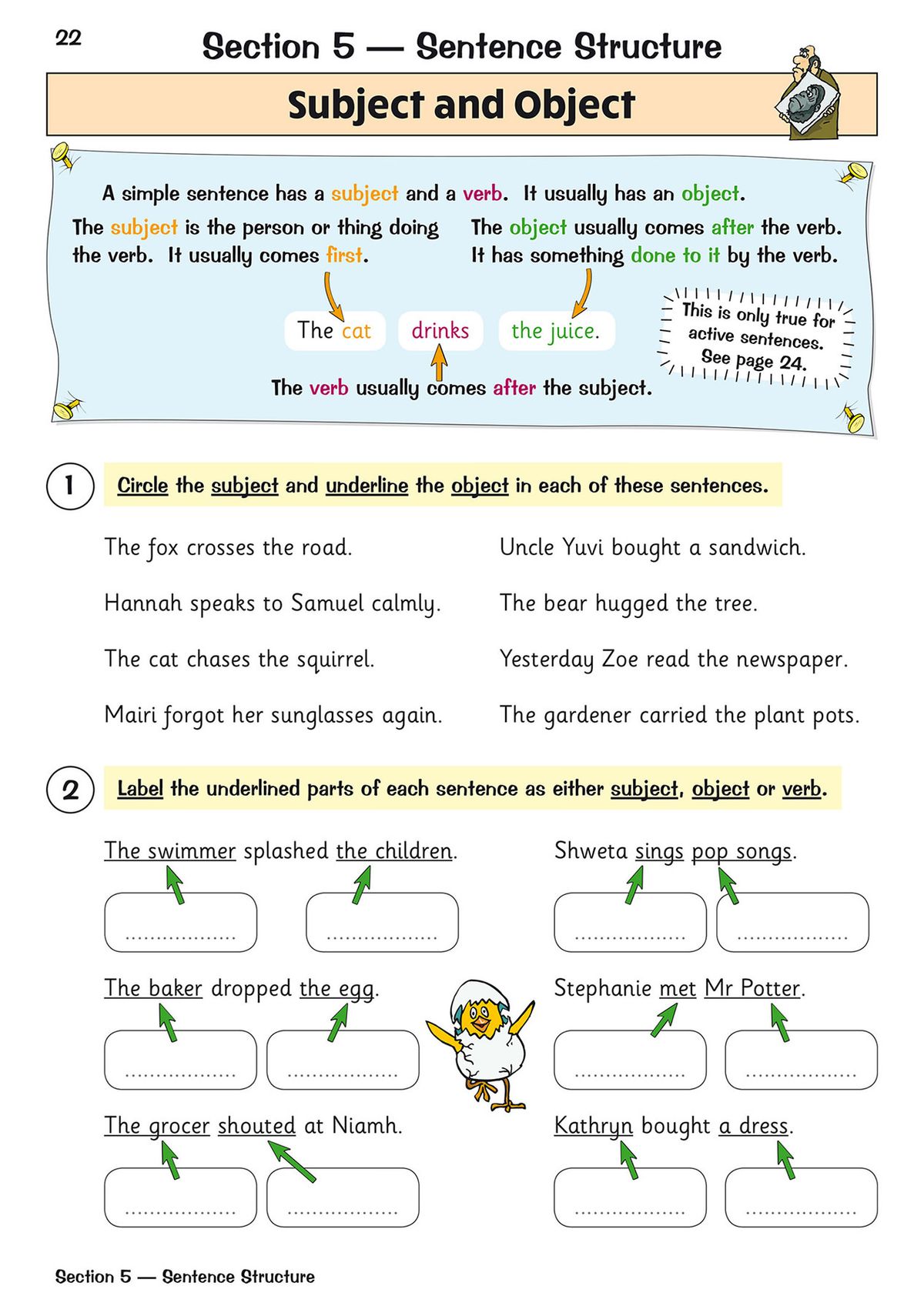 Inside page showing synonyms and antonyms exercises with matching and sentence completion activities