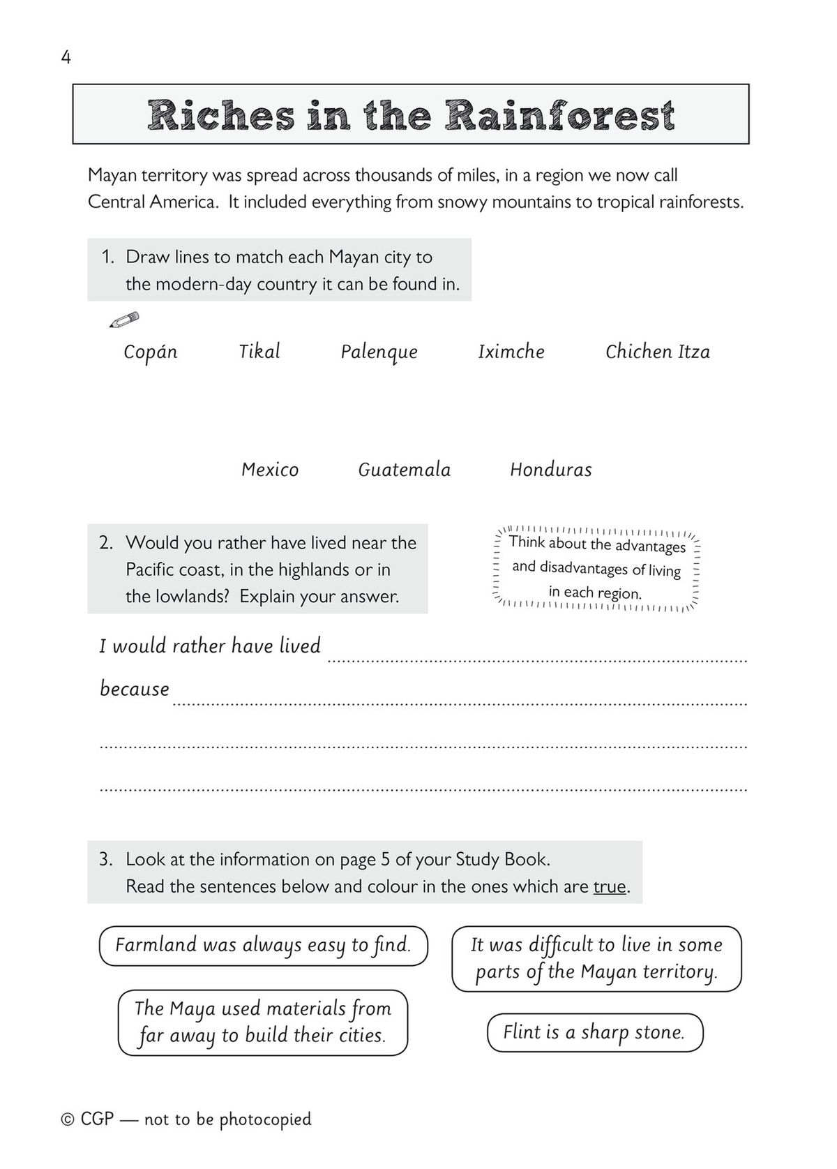 Sample page showing Mayan territory and resources activities