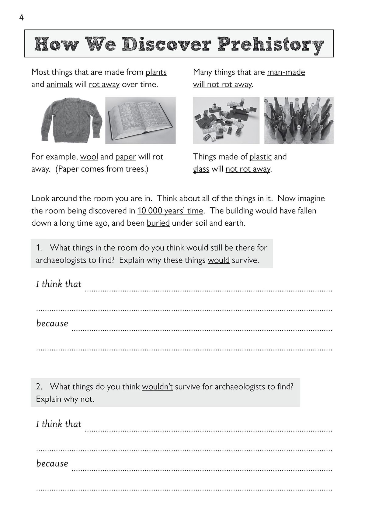 Activity page with source evaluation and reasoning tasks